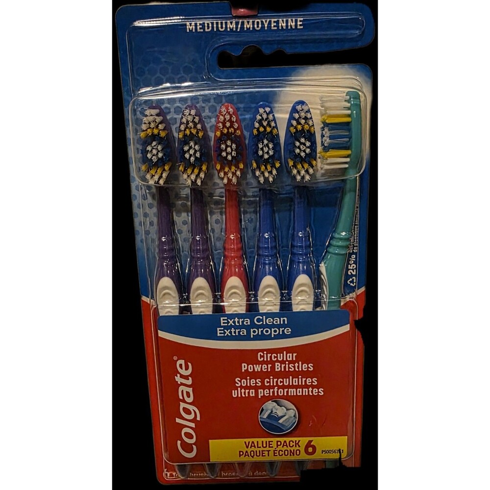 6 Pack Colgate Extra Clean Toothbrush, Adult Medium Bristle NIB